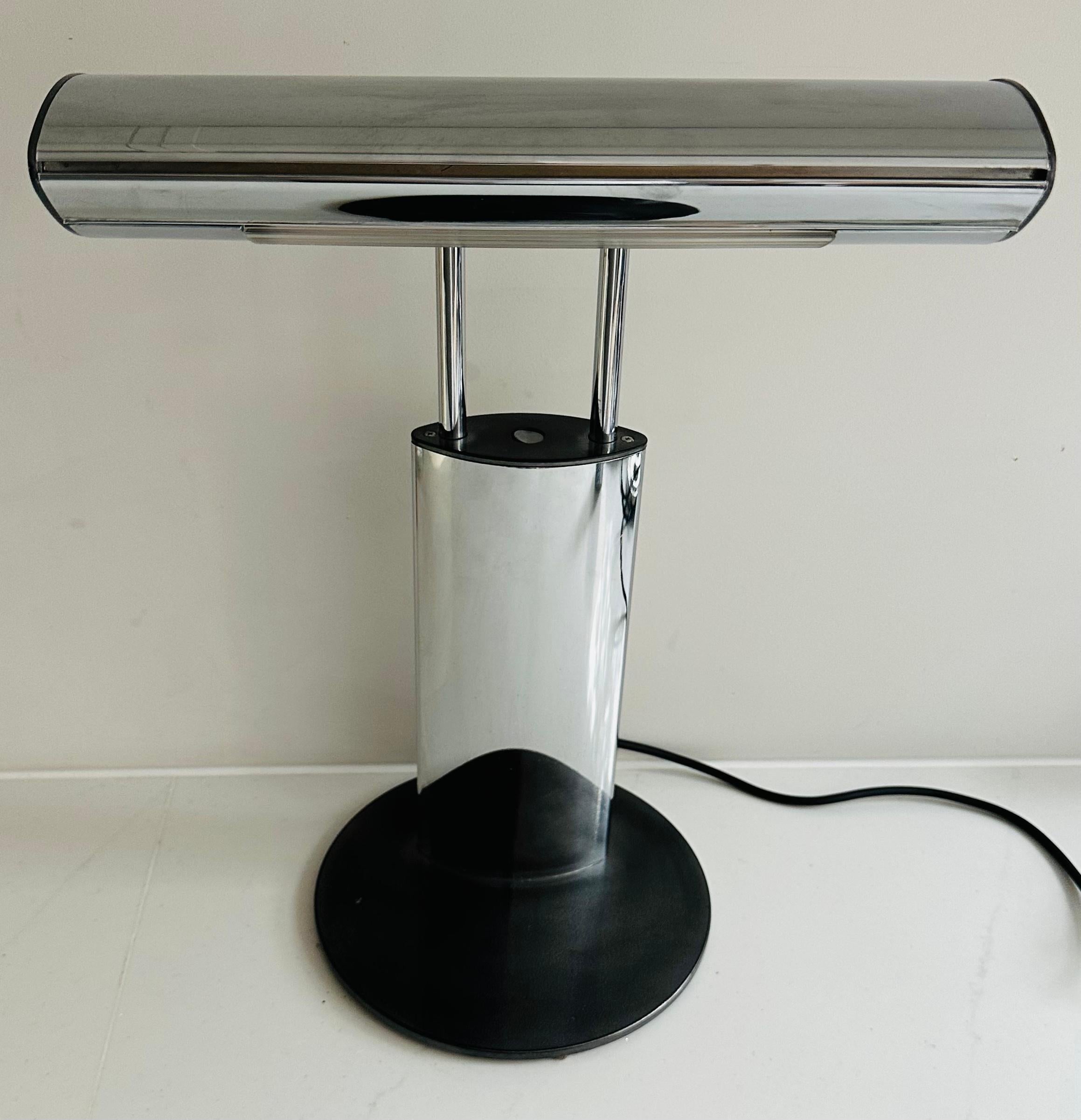 Vintage 1980s German Wofi Leuchten Chrome & Black Lacquered Adjustable Desk Lamp 10