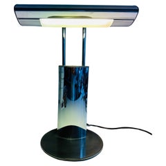 Vintage 1980s German Wofi Leuchten Chrome & Black Lacquered Adjustable Desk Lamp