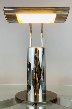 Vintage 1980s German Wofi Leuchten GMBH Polished and Lacquered Chrome Desk Lamp