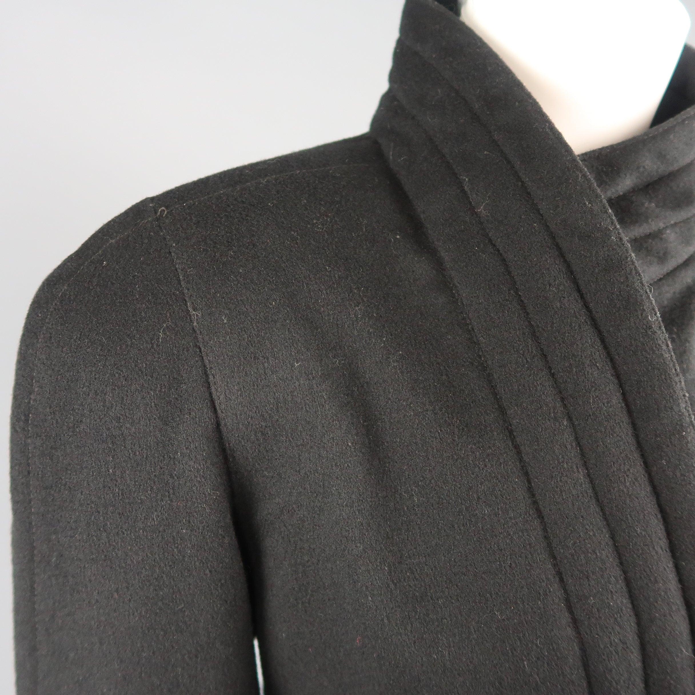 Vintage 1980s GIANNI VERSACE Size 8 Black Wrap Collar Coat 3