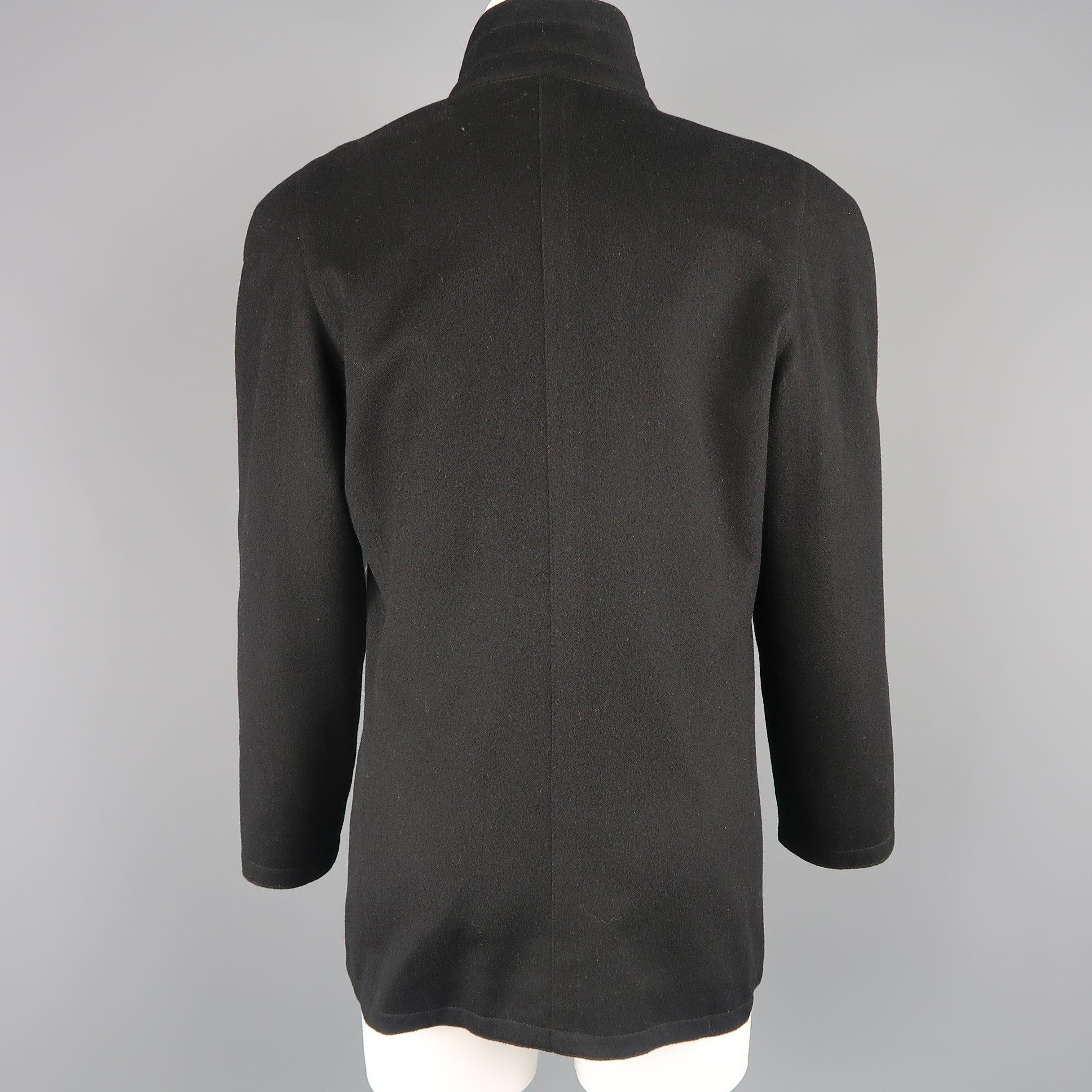 Vintage 1980s GIANNI VERSACE Size 8 Black Wrap Collar Coat 4