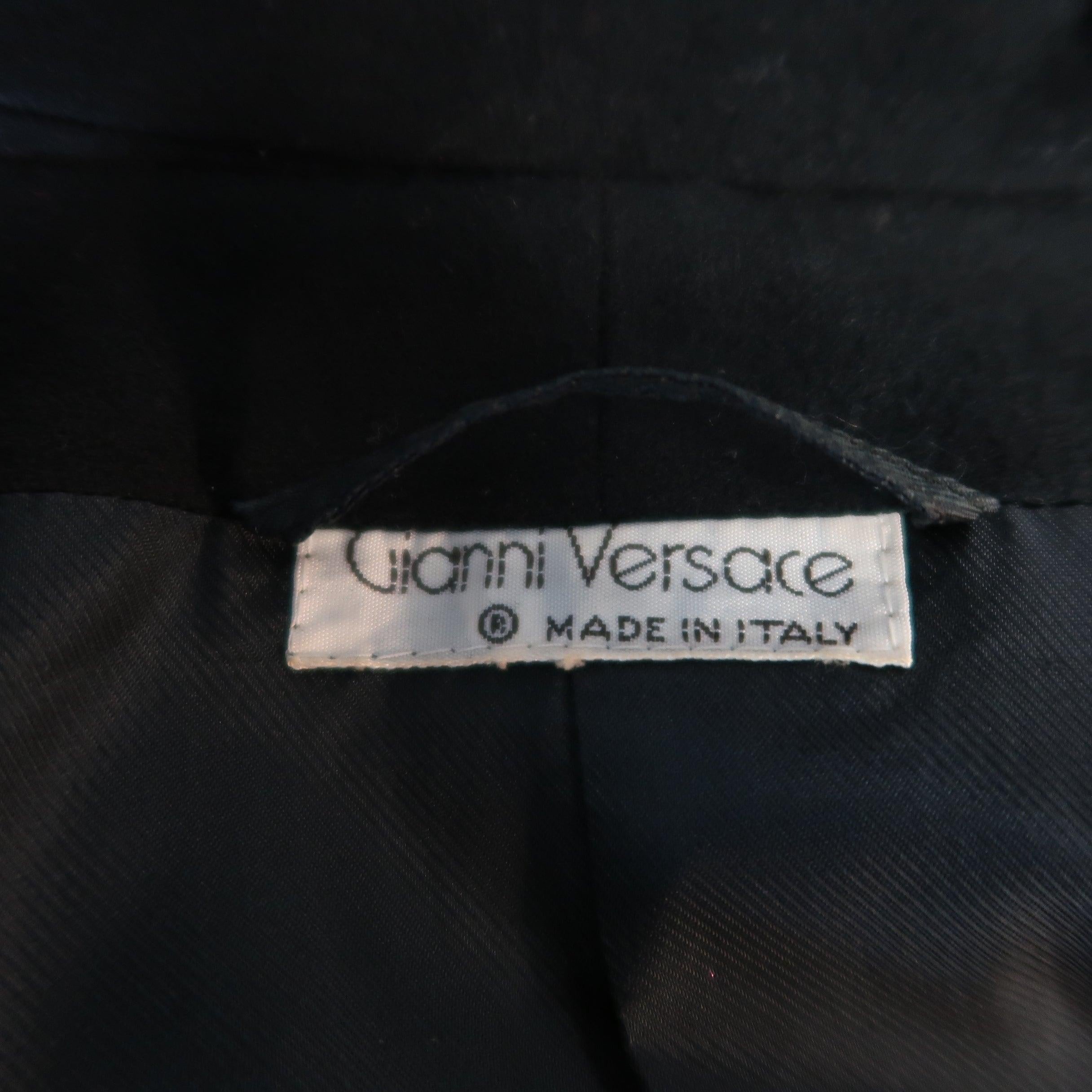 Vintage 1980s GIANNI VERSACE Size 8 Black Wrap Collar Coat 5