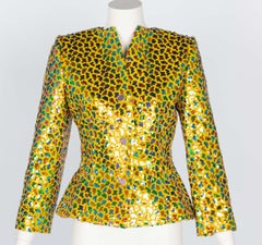 Vintage 1980s Givenchy Yellow Wool Multicolored Sequin Jacket