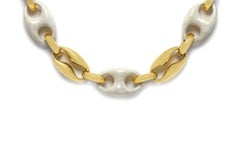 Vintage 1980s Gold and Bone Coffee Bean Link Necklace