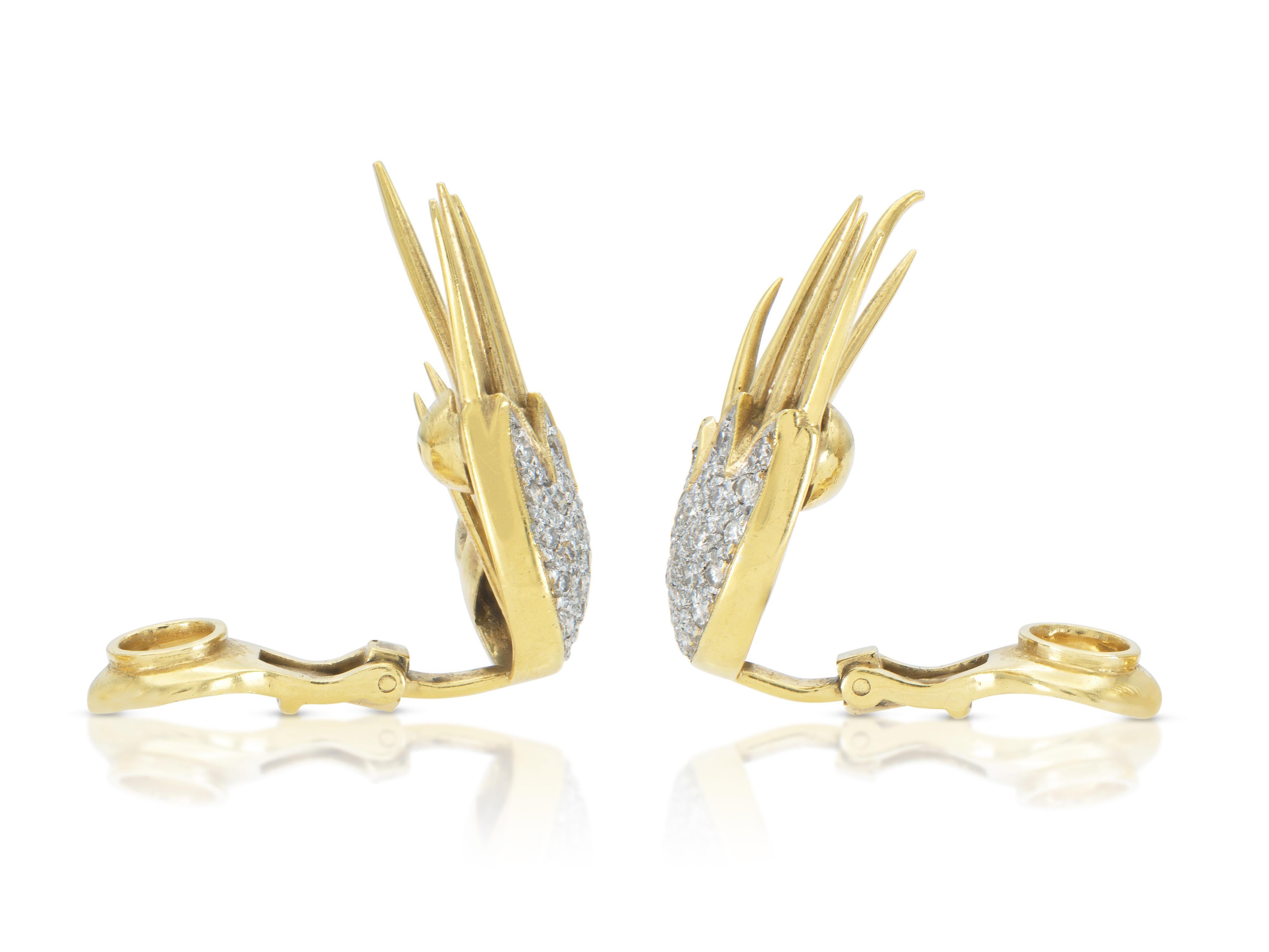 Vintage 1980er Gold- und Diamant-Ohrringe (Rundschliff) im Angebot