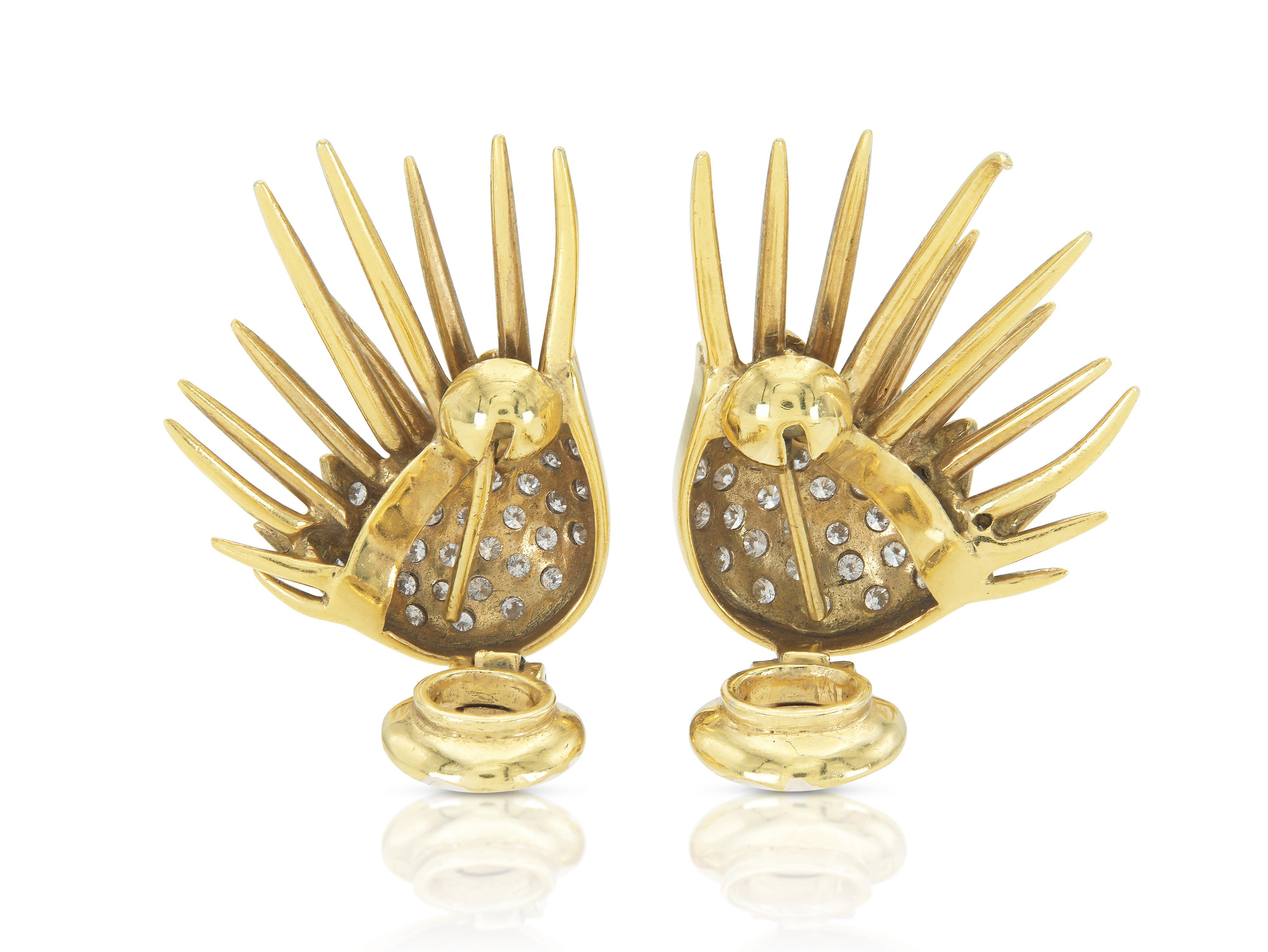 Vintage 1980er Gold- und Diamant-Ohrringe im Zustand „Gut“ im Angebot in New York, NY