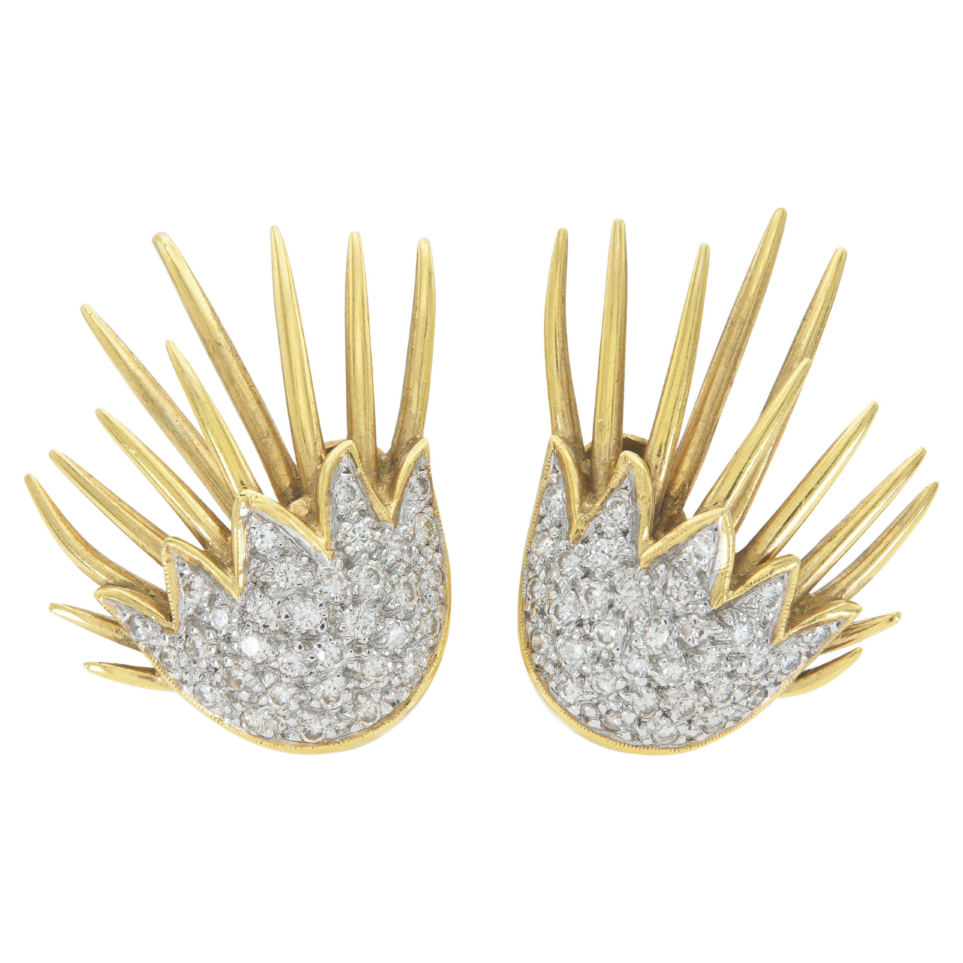 Orecchini a lobo in oro e diamanti vintage anni
80