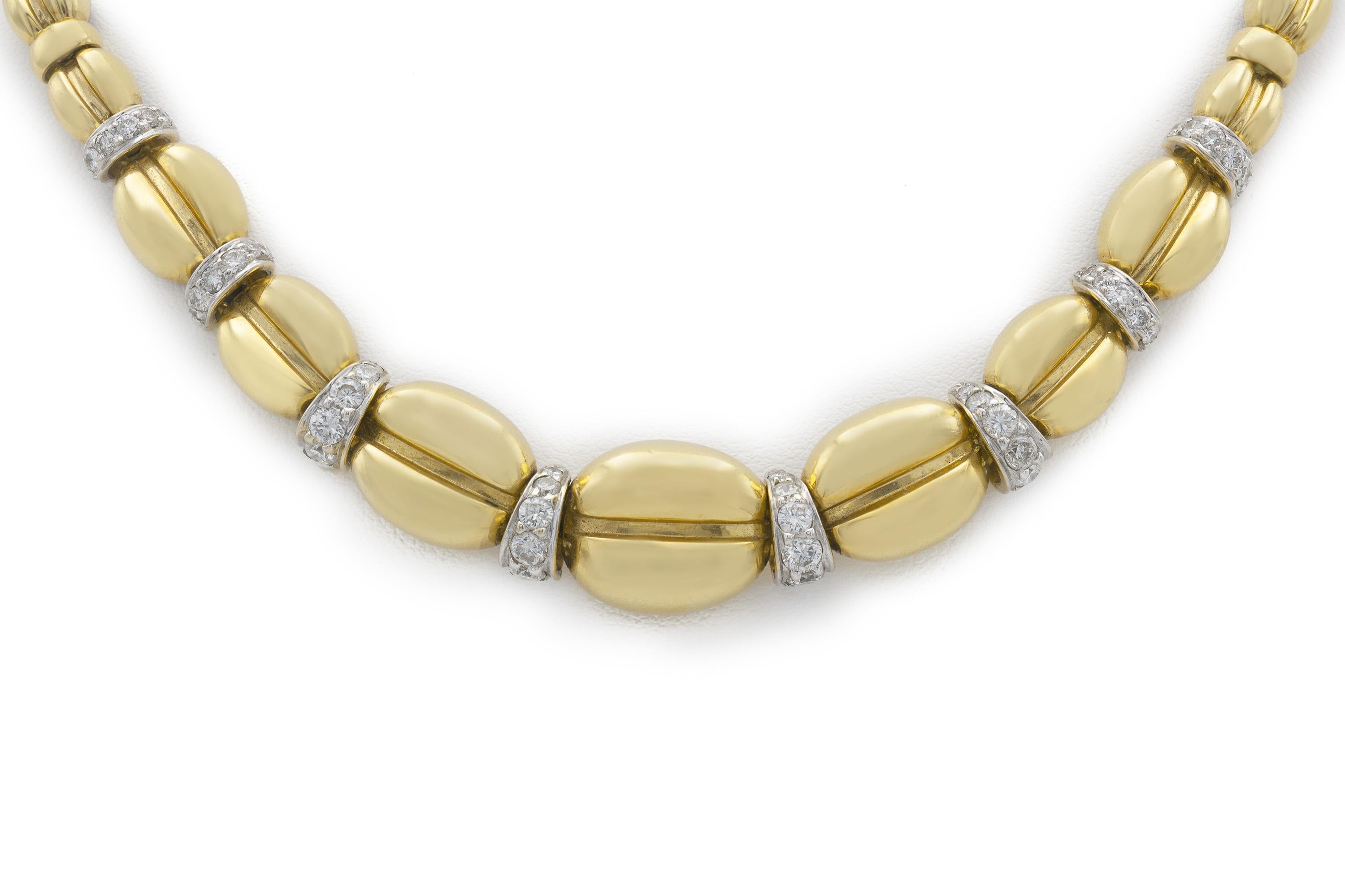 Finely crafted in 18k yellow gold with Round Brilliant cut Diamonds weighing approximately a total of 2.00 carats.
Circa 1980s
16 1/2 inches long
