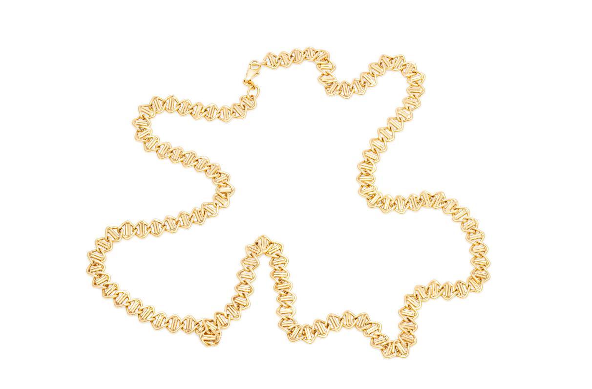 Donna Vintage By 1980 - Collana a catena a maglie quadrate funky in oro in vendita