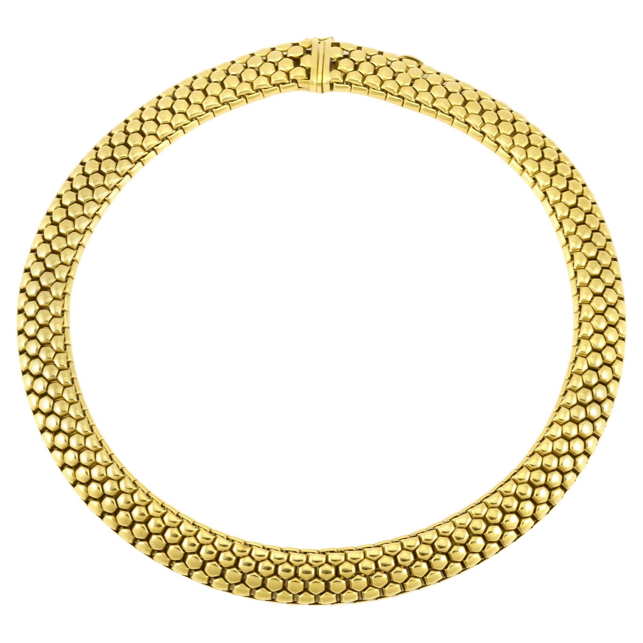 Vintage 1980s Gold Honeycomb Collar Necklace