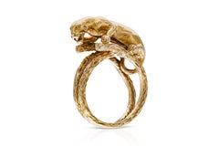 Vintage 1980s Gold Panther Ring