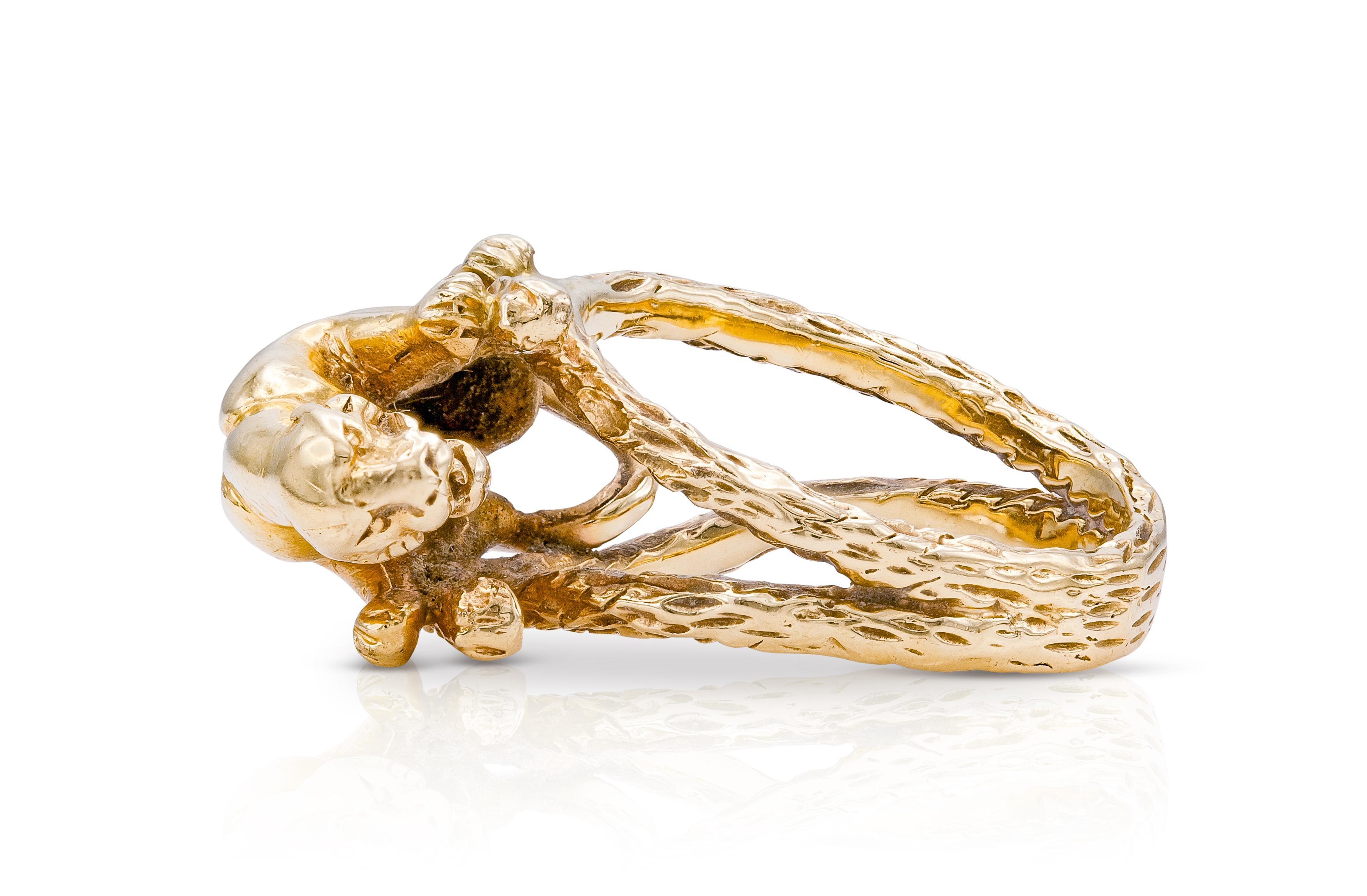 Vintage 1980 Bague panthère en or Bon état - En vente à New York, NY