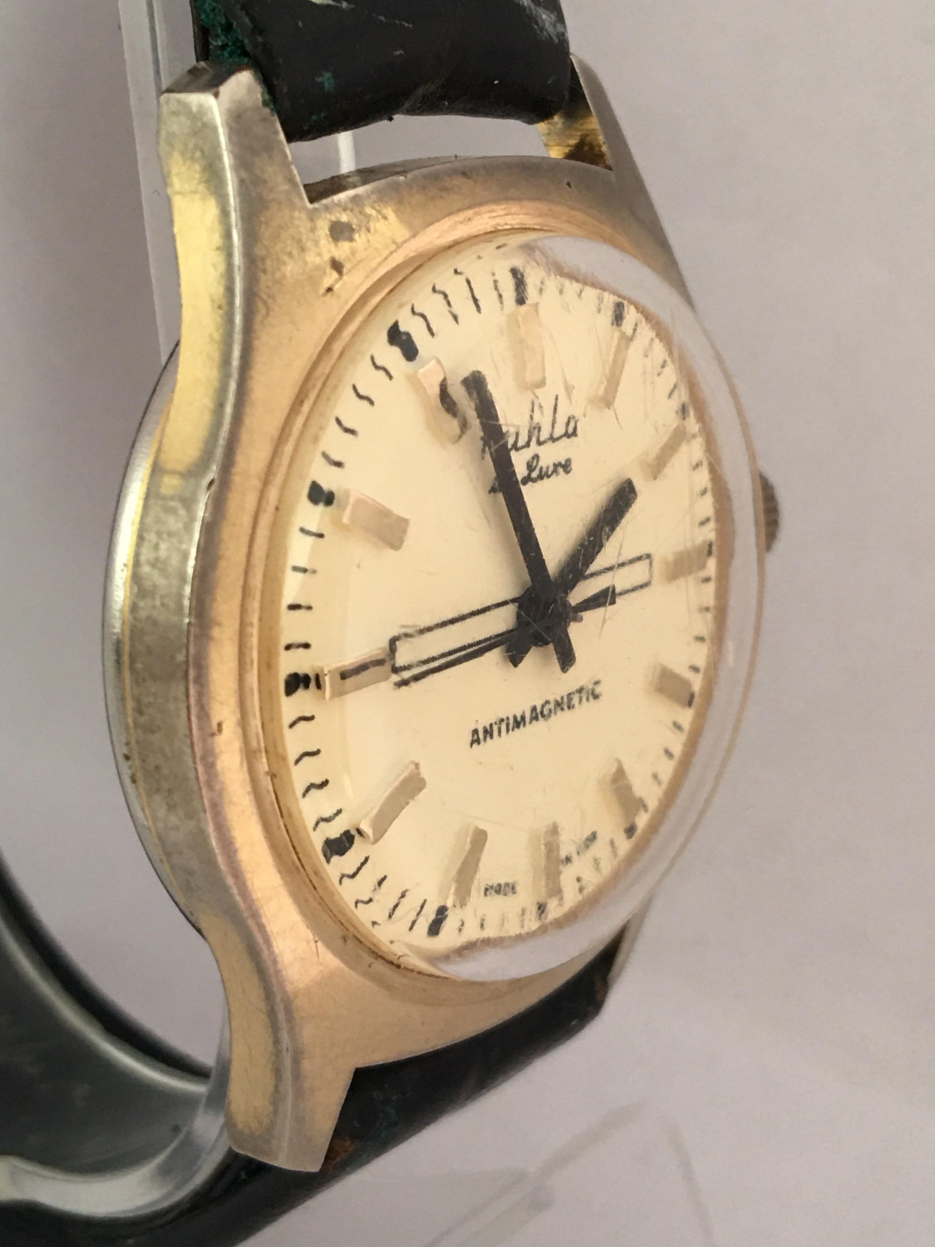 Vintage 1980s Gold-Plated and Stainless Steel Back Mechanical Watch For Sale 4