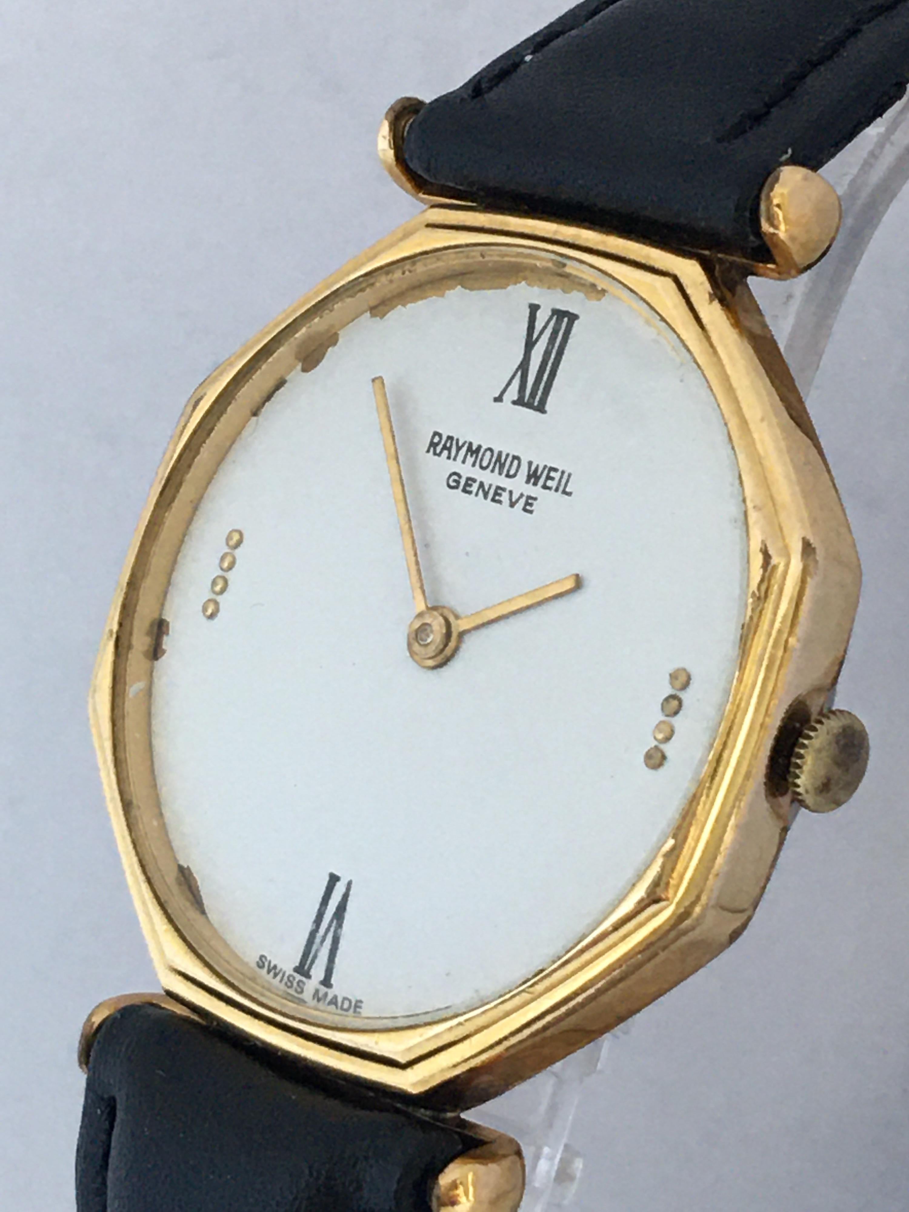 Vintage 1980s Gold-Plated and Stainless Steel Hand-Winding Raymond Weil Geneve 4