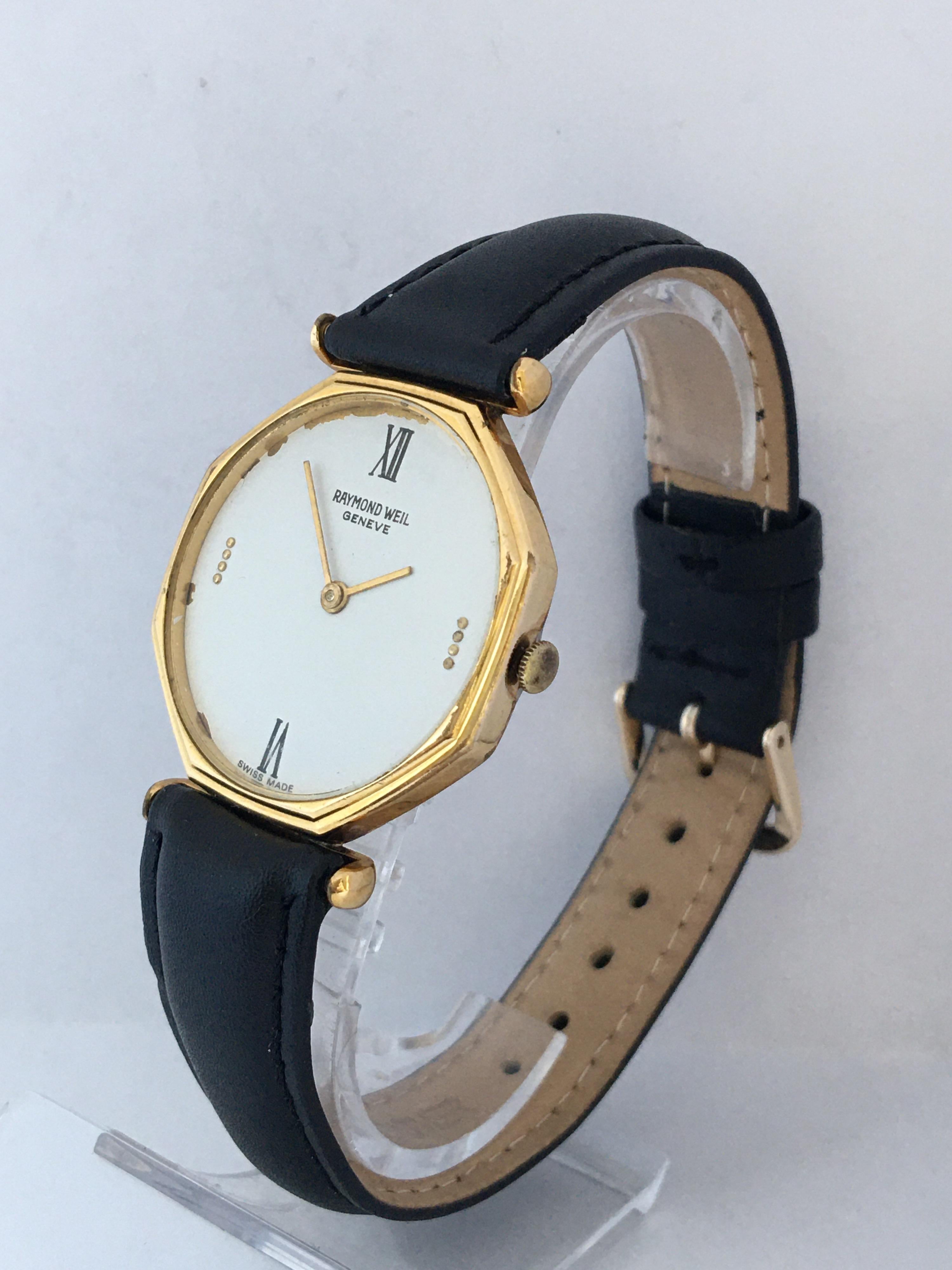 Vintage 1980s Gold-Plated and Stainless Steel Hand-Winding Raymond Weil Geneve 6