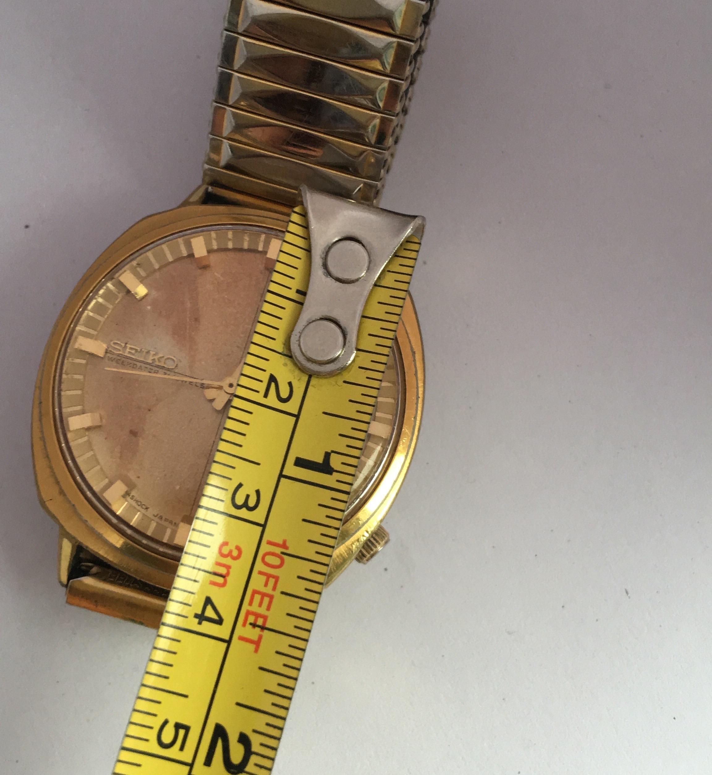 Vintage 1980s Gold-Plated Seiko Automatic Gents Watch For Sale 7