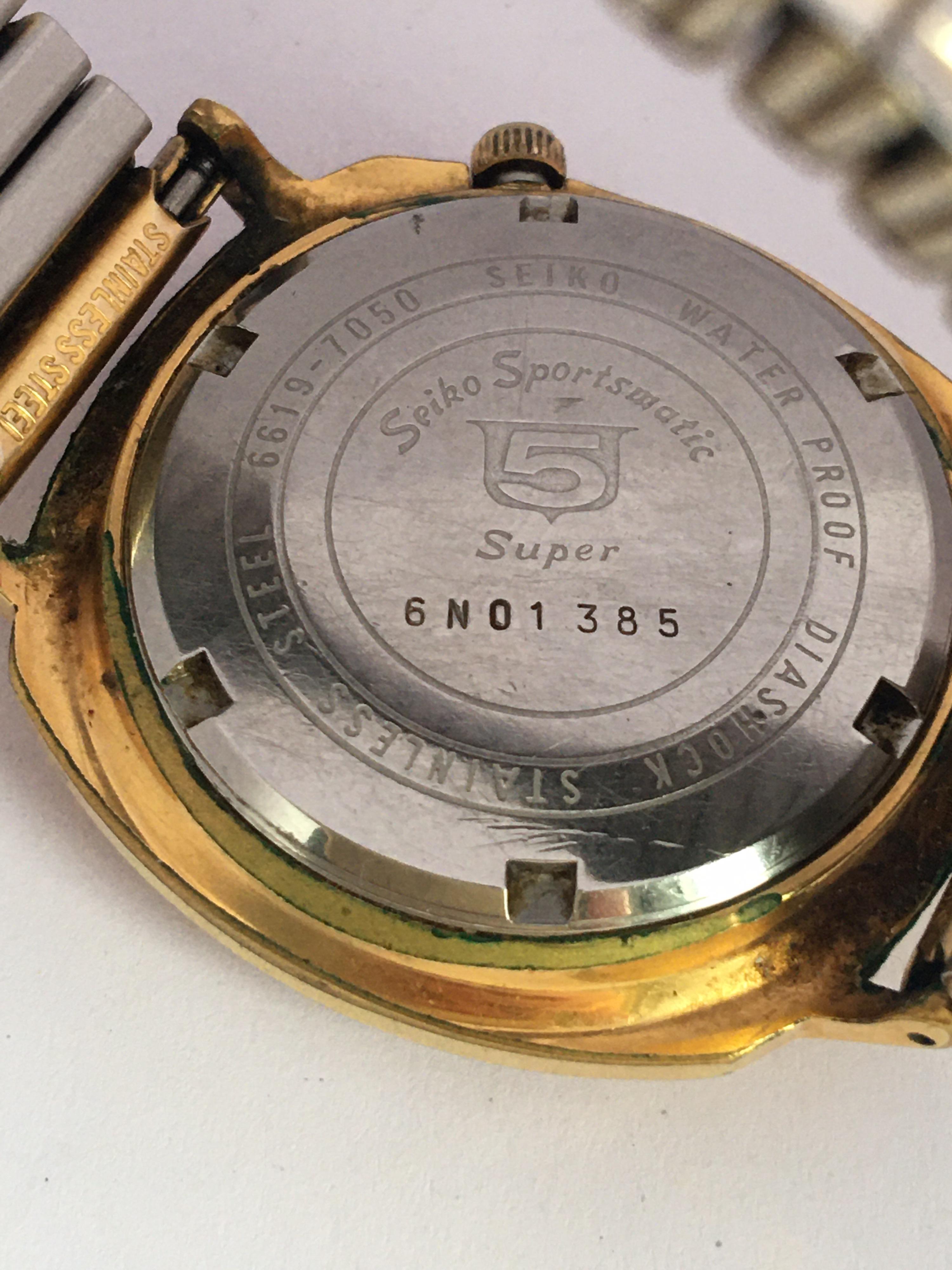 Vintage 1980s Gold-Plated Seiko Automatic Gents Watch For Sale 1