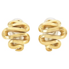 Orecchini d'oro vintage anni '80 a forma di ghirigoro