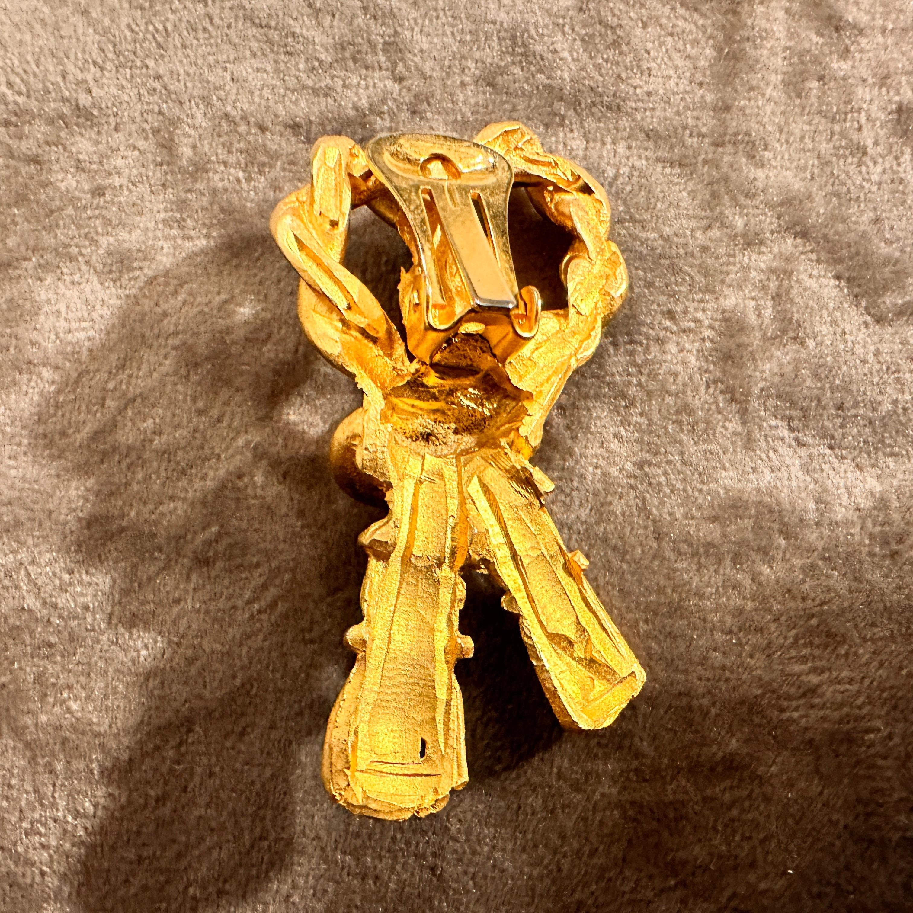 Vintage 1980s Gold-Tone Knot and Tassel Statement Earrings In Good Condition For Sale In Aci Castello, IT