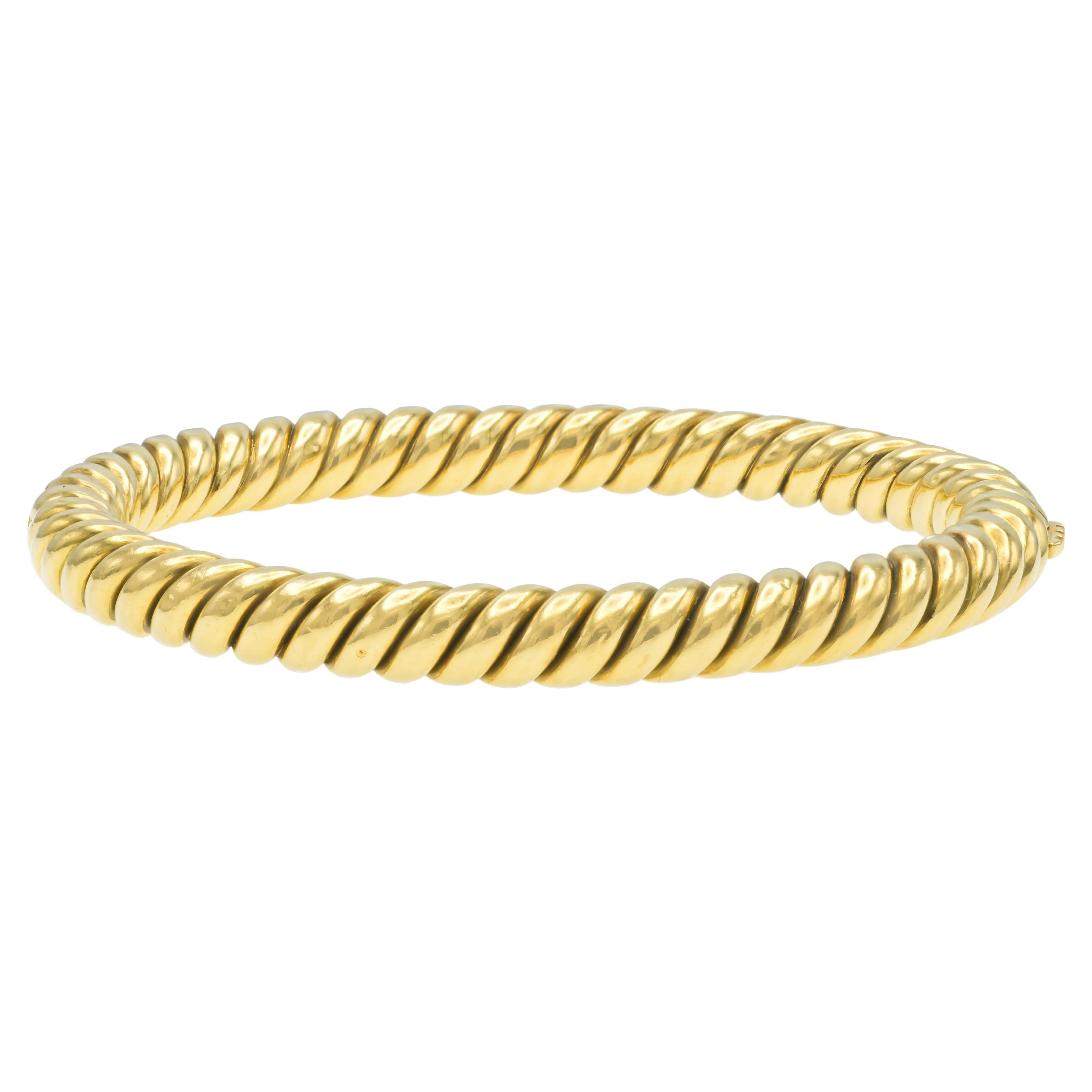 Bracciale d'oro vintage anni '80 con braccialetto a spirale