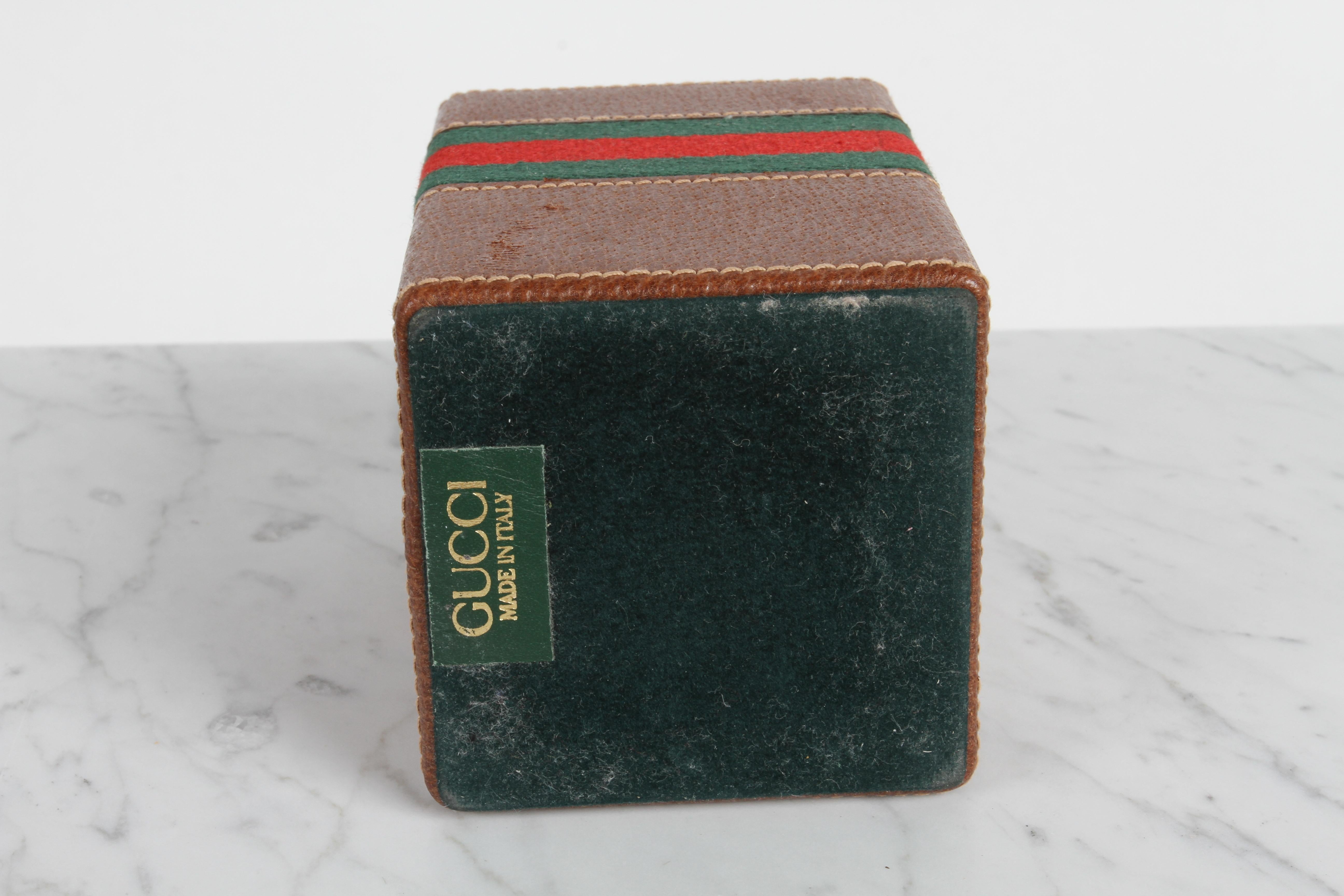 Vintage 1980s Gucci Desk Set Accessories - Leather Pen + Paper Holder & Tray For Sale 7