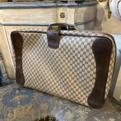 Vintage 1980s Gucci Iconic GG Monogram Suitcase with Web Stripe