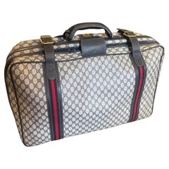 Vintage 1980s Gucci Iconic GG Monogram Suitcase with Web Stripes
