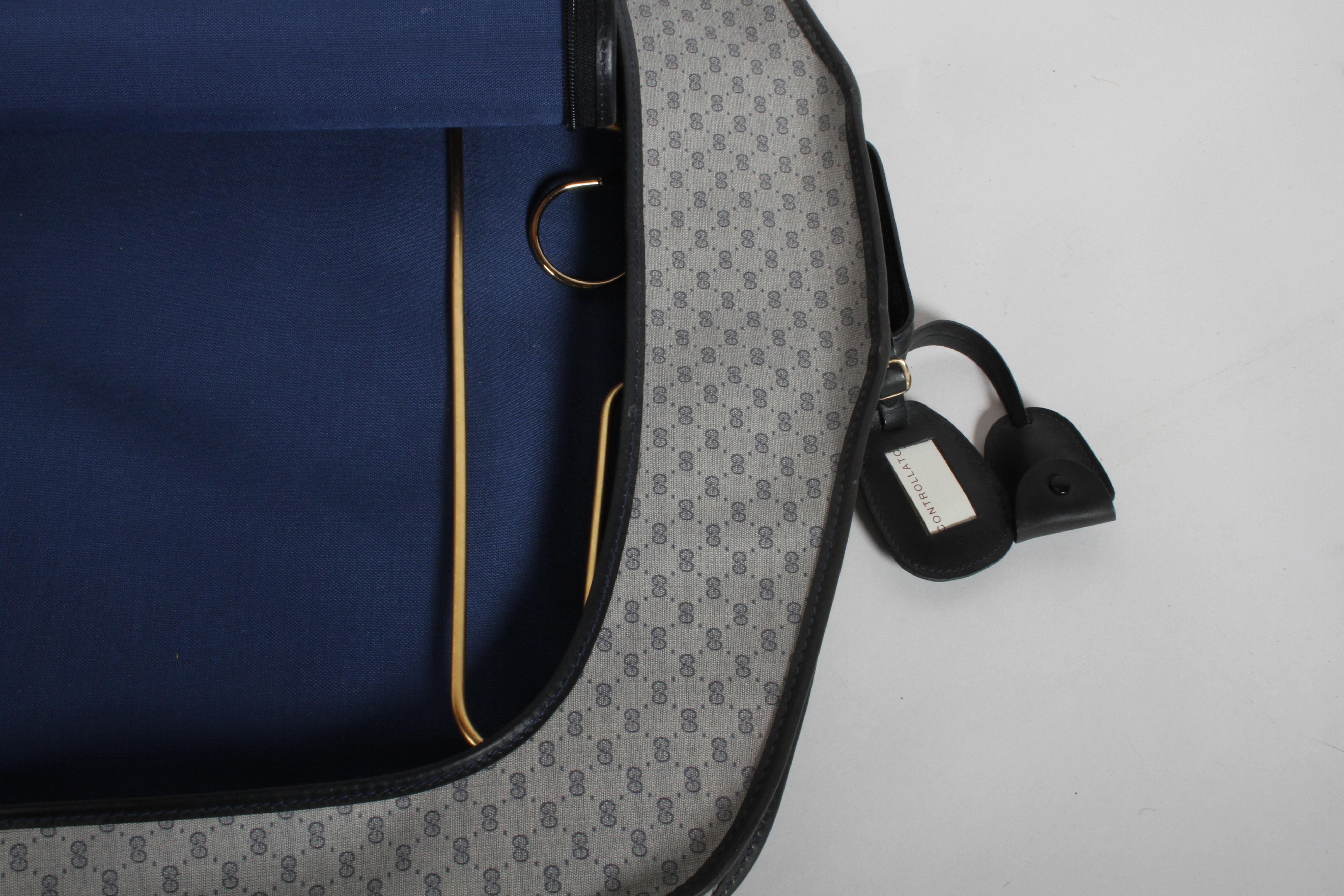 Vintage 1980s Gucci Luggage Carry On Garment Bag with Blue GG logos Unused - NOS 1