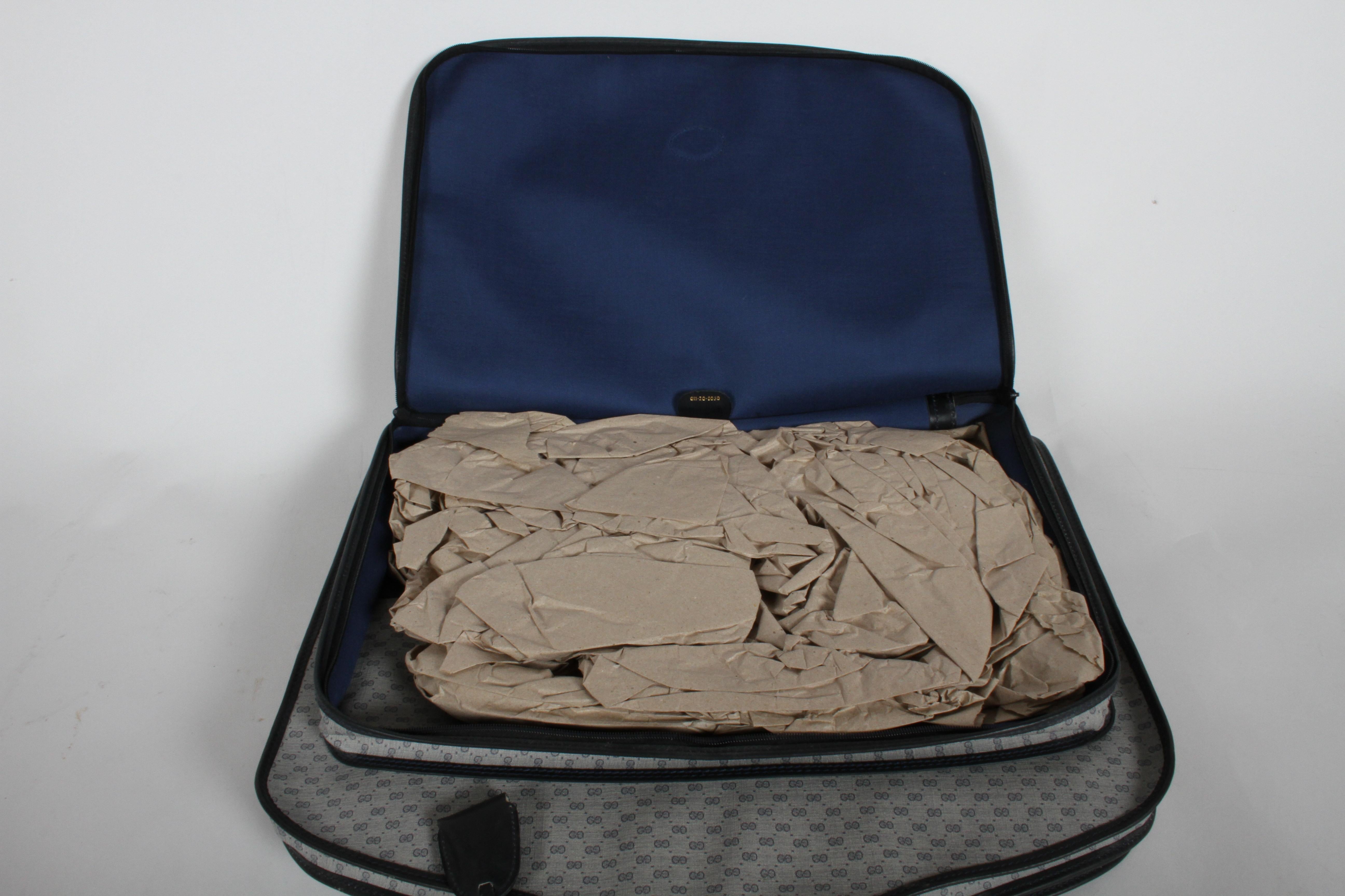 Vintage 1980s Gucci Luggage Carry On Garment Bag with Blue GG logos Unused - NOS 5
