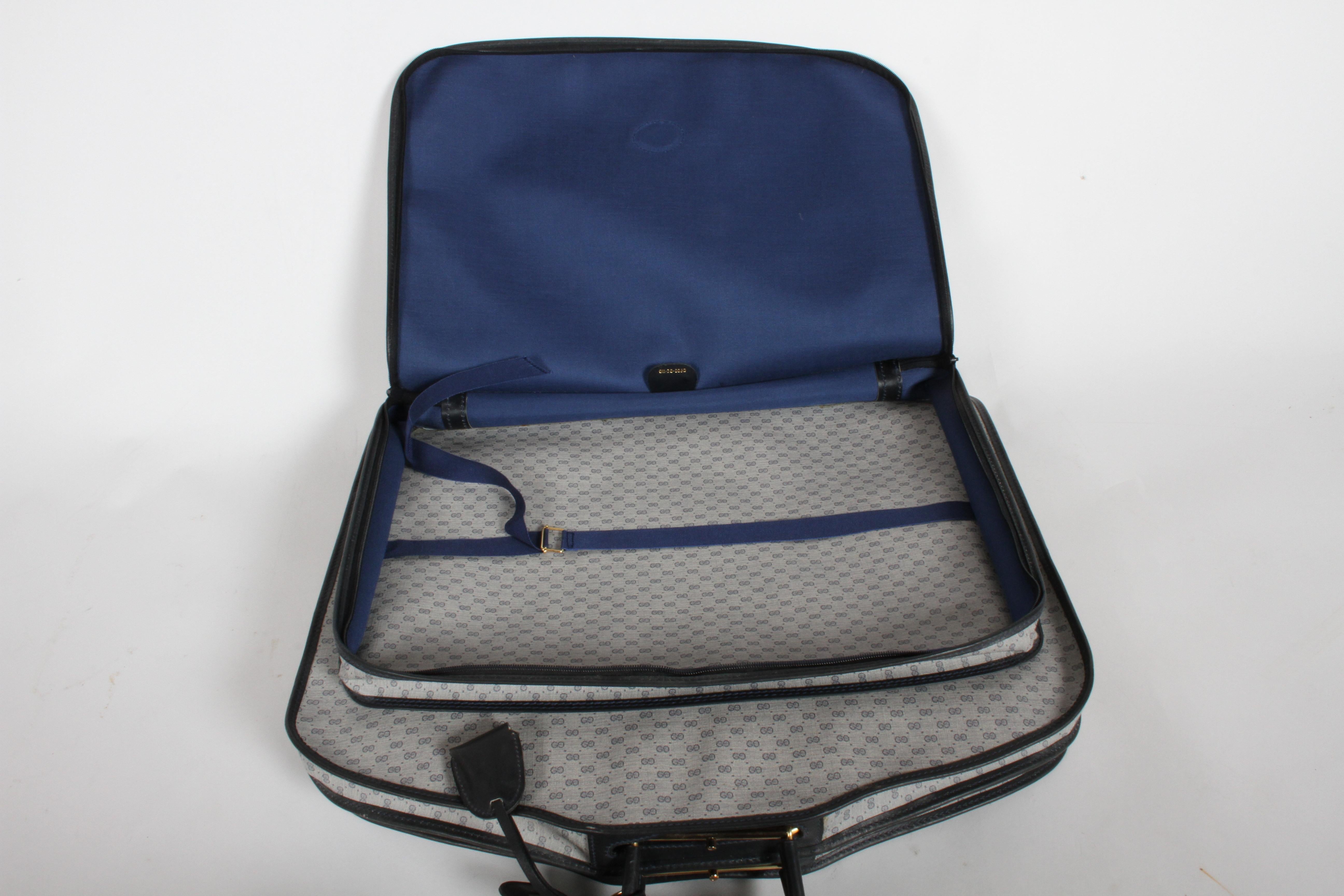 Vintage 1980s Gucci Luggage Carry On Garment Bag with Blue GG logos Unused - NOS For Sale 6