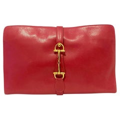 Vintage 1980s Gucci Pink Leather Horsebit Jewelry Envelope Clutch Bag