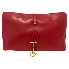 Vintage 1980s Gucci Pink Leather Horsebit Travel Jewelry Envelope Clutch Bag