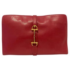 Vintage 1980s Gucci Pink Leather Horsebit Travel Jewelry Envelope Clutch Bag