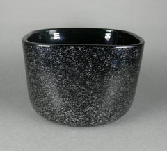 Vintage 1980s Hadeland Glassverk Norway Black Art Glass Controlled Bubble Bowl
