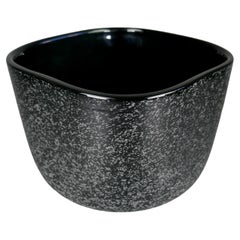 Vintage 1980 Hadeland Glassverk Norway Black Art Glass Controlled Bubble Bowl (bol à bulles contrôlées en verre)