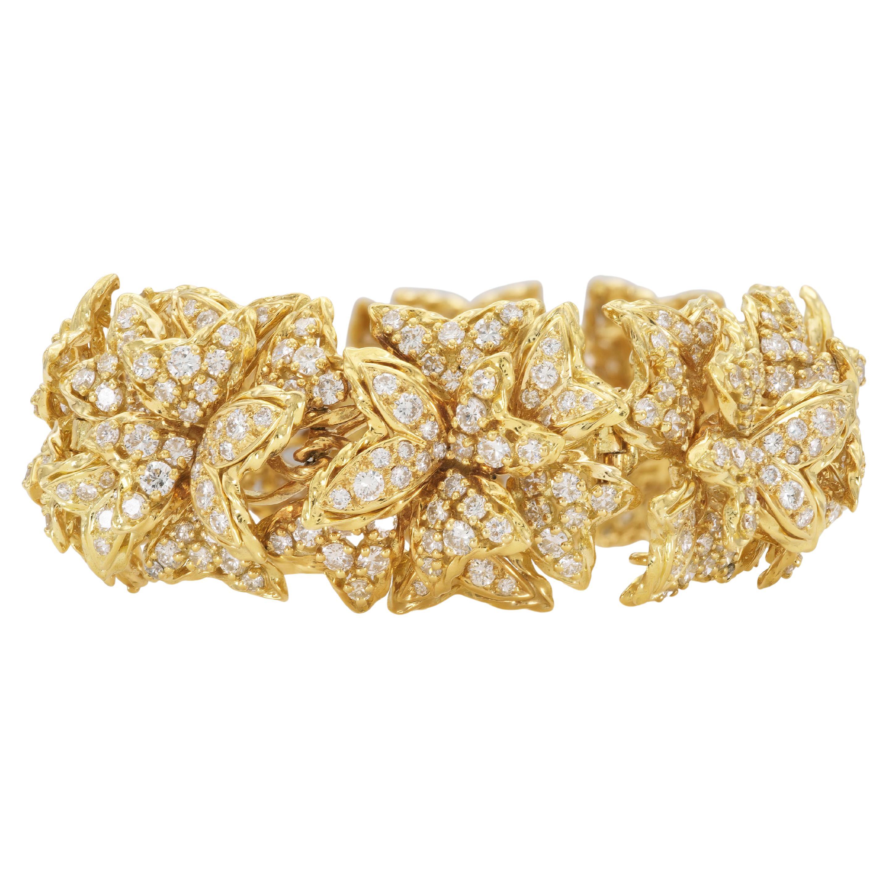 Vintage 1980er Hammerman Brothers Diamant-Blumenarmband