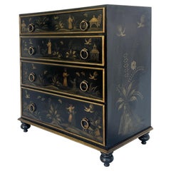 Vintage 1980s Hand Painted Chinoiserie Cabinet Chest of Drawers