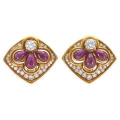 Vintage 1980s Harry Winston Ruby and Diamond Earrings