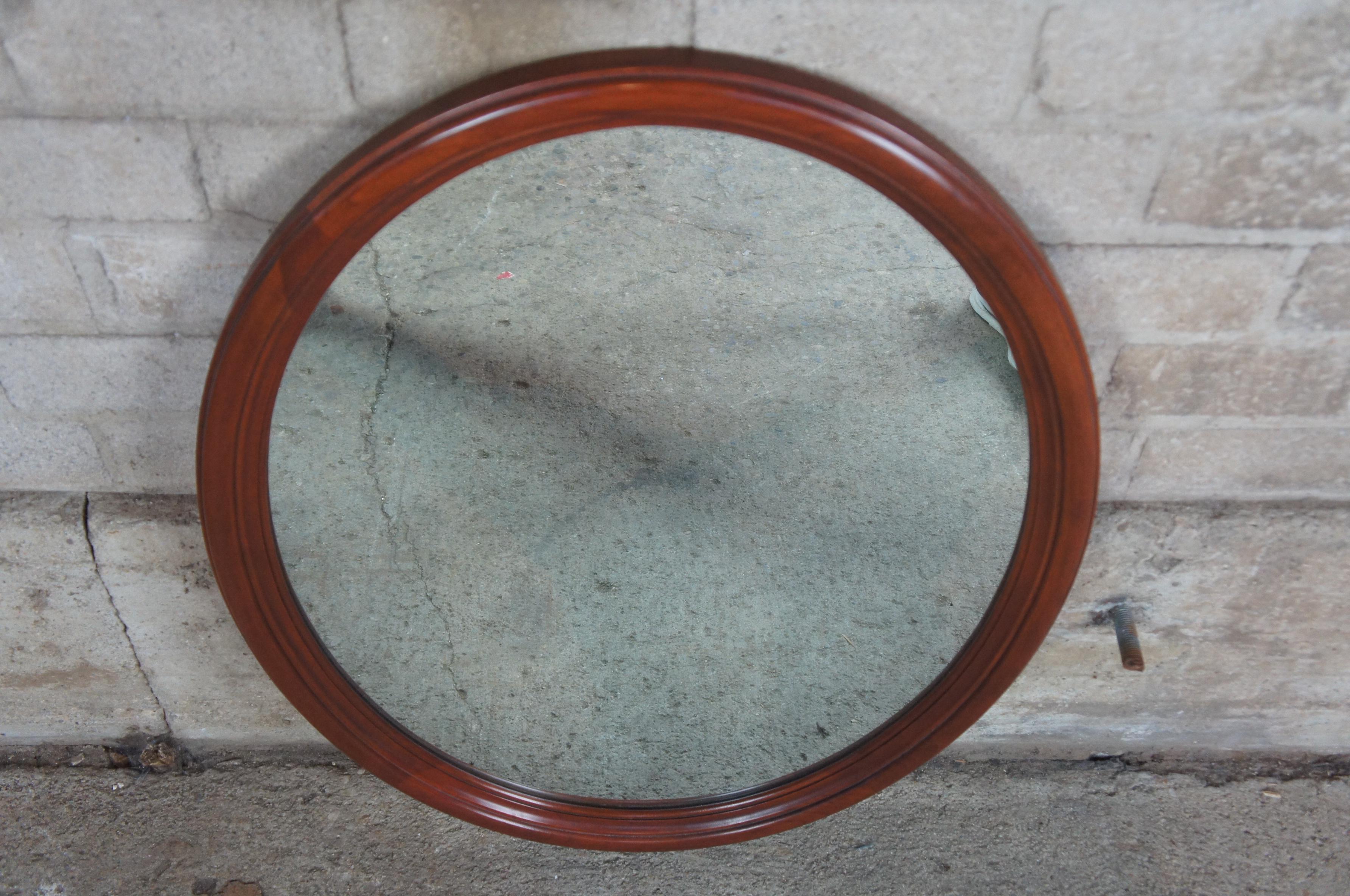 Vintage 1980s Henkel Harris Wild Black Cherry Oval Wall Hanging Mirror 154 In Good Condition In Dayton, OH