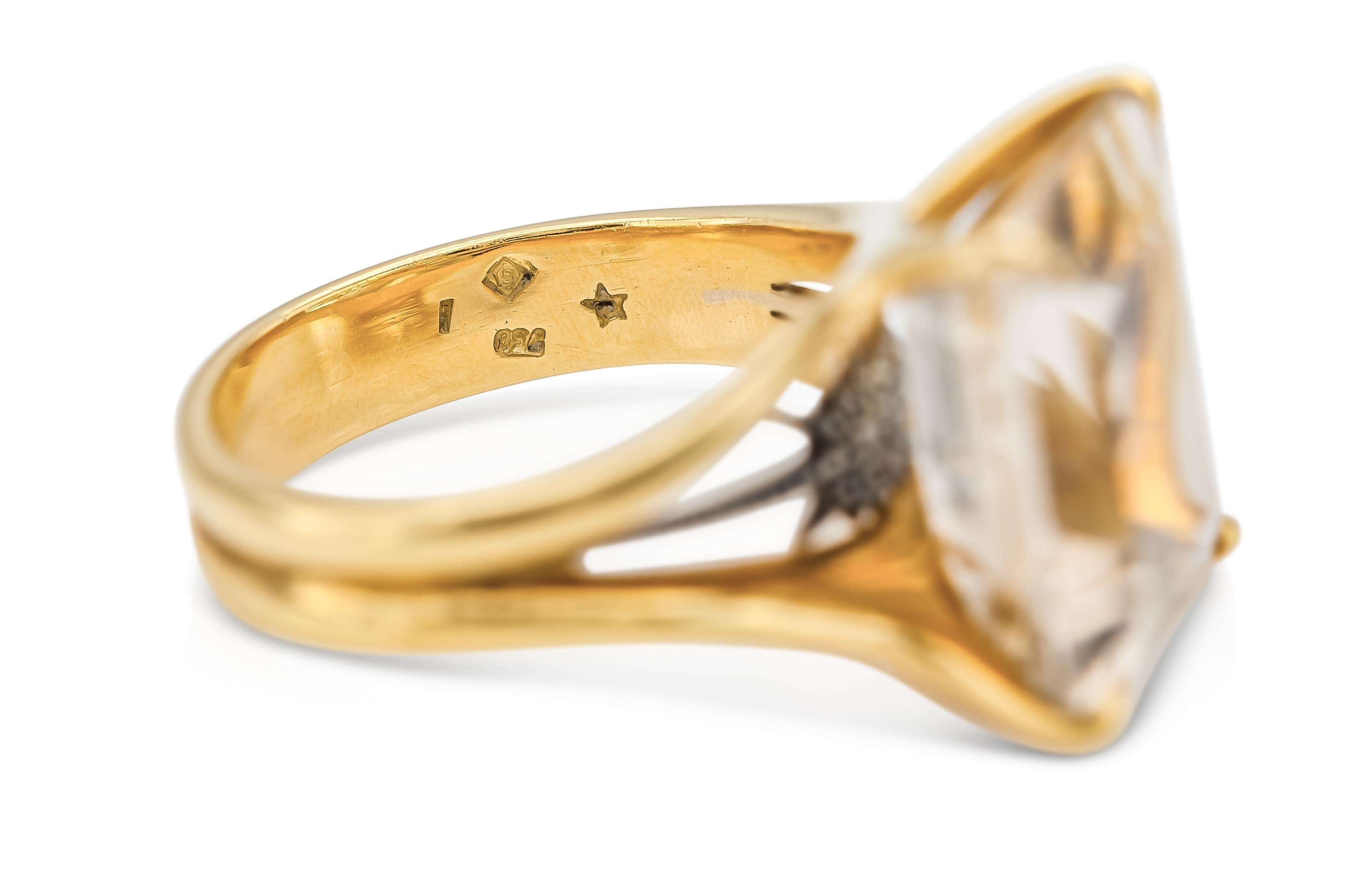 Vintage 1980s H. Stern Quadratischer Topas Ring im Zustand „Gut“ im Angebot in New York, NY