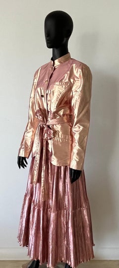 Vintage 1980s John Cavill Australia plissé pleat skirt suit with belt