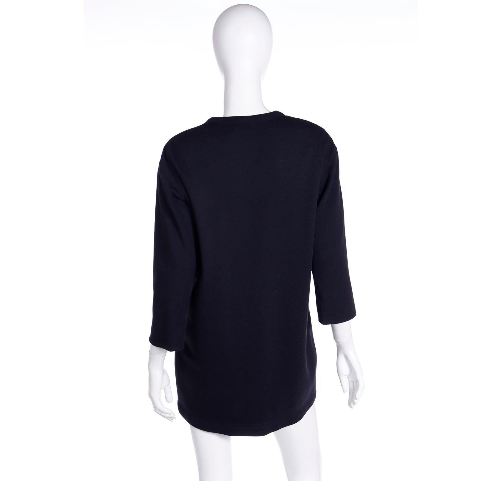 Women's Vintage 1980s Isaac Mizrahi Fully Lined Black Wool Cardigan Sweater or Dress For Sale