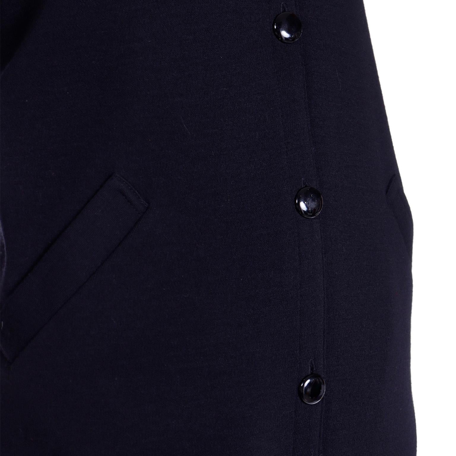 Vintage 1980s Isaac Mizrahi Fully Lined Black Wool Cardigan Sweater or Dress For Sale 2