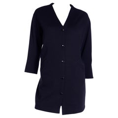Vintage 1980s Isaac Mizrahi Fully Lined Black Wool Cardigan Sweater or Dress