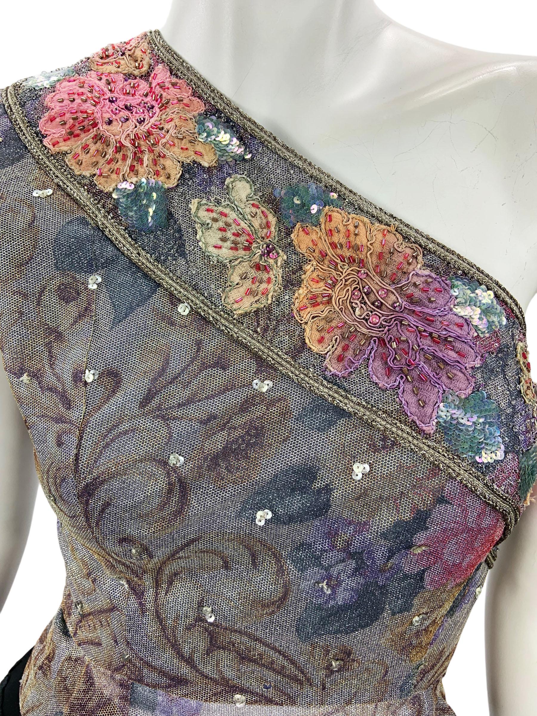 Vintage 1980's Jean-Louis Scherrer Embroidered & Beaded Crop Top France In Excellent Condition For Sale In Montgomery, TX