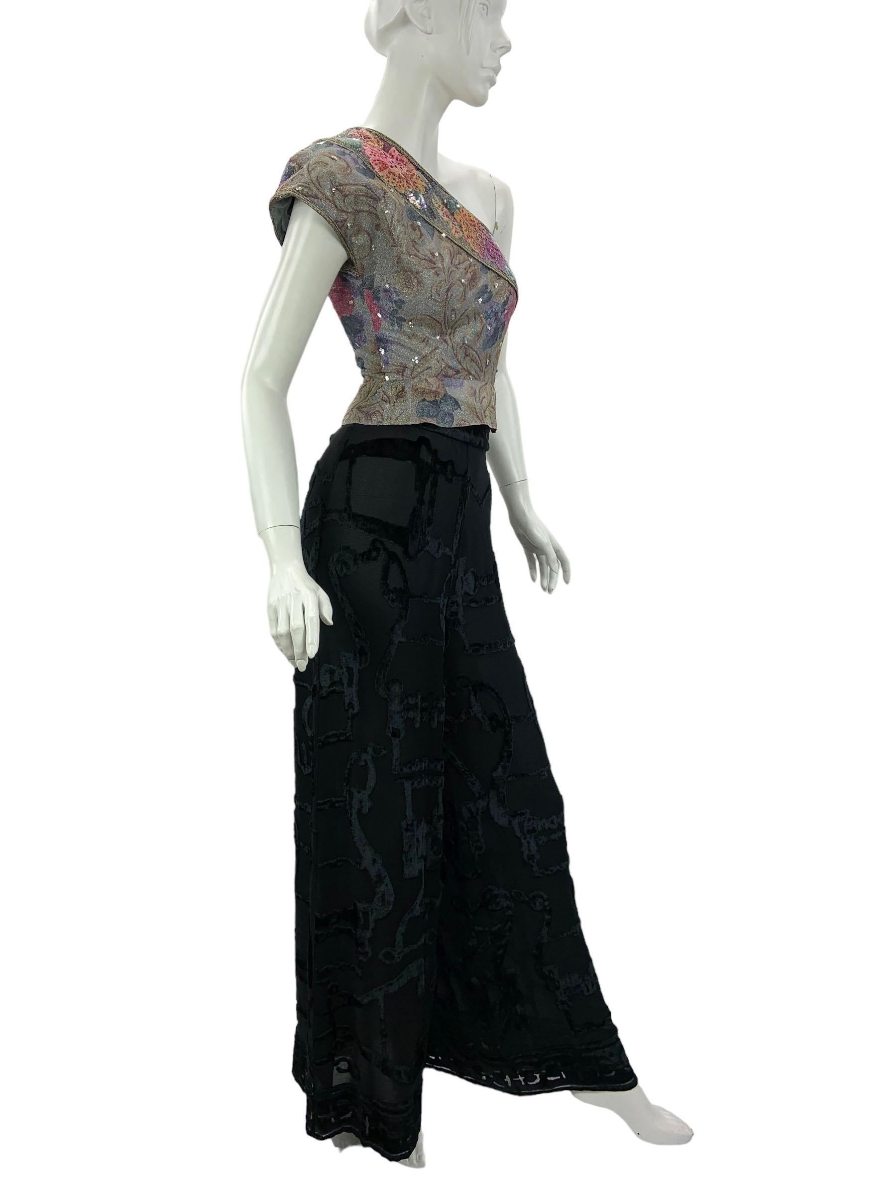 Vintage 1980's Jean-Louis Scherrer Embroidered & Beaded Crop Top France For Sale 1