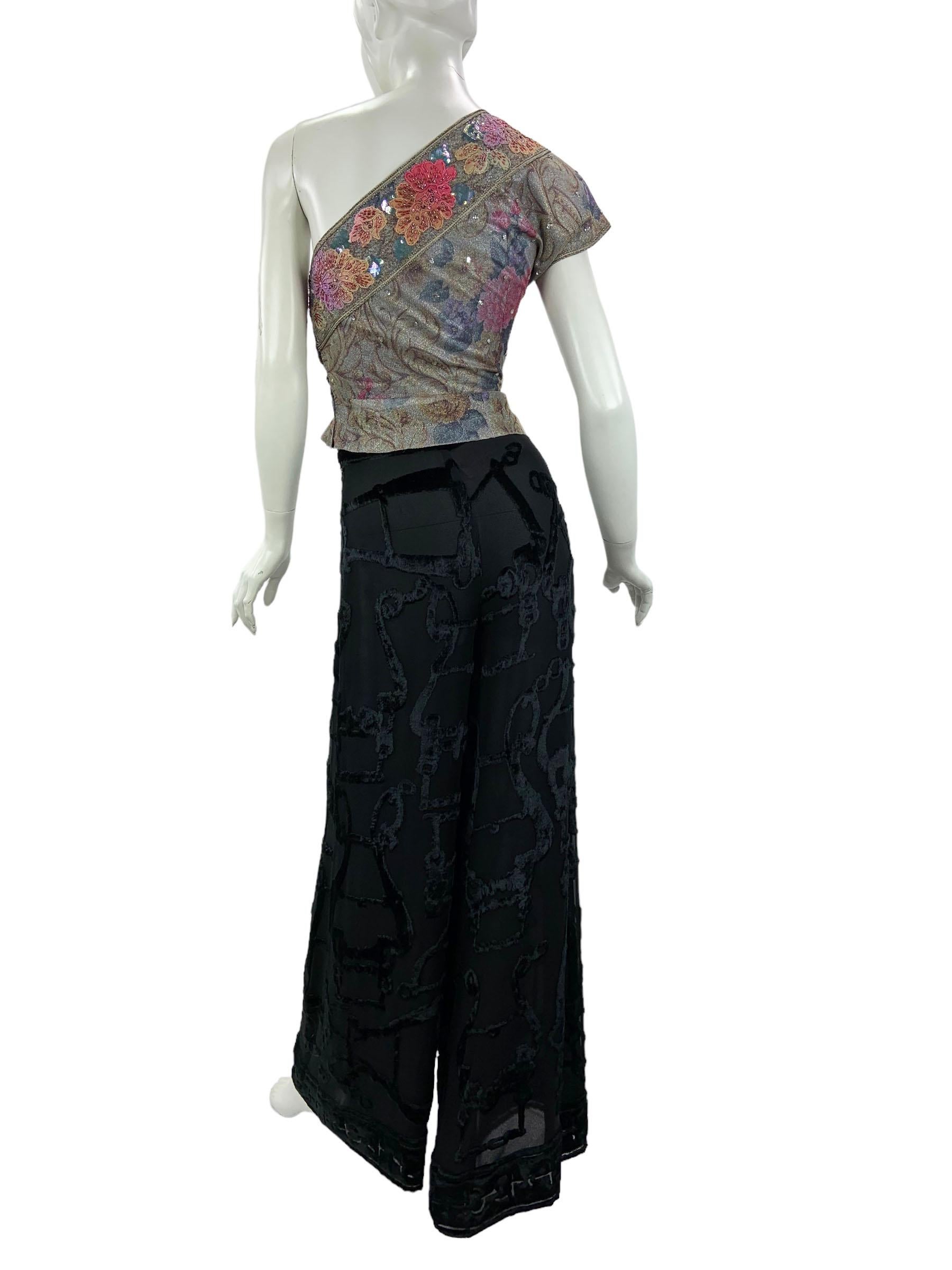 Vintage 1980's Jean-Louis Scherrer Embroidered & Beaded Crop Top France For Sale 2