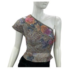 Vintage 1980's Jean-Louis Scherrer Embroidered & Beaded Crop Top France