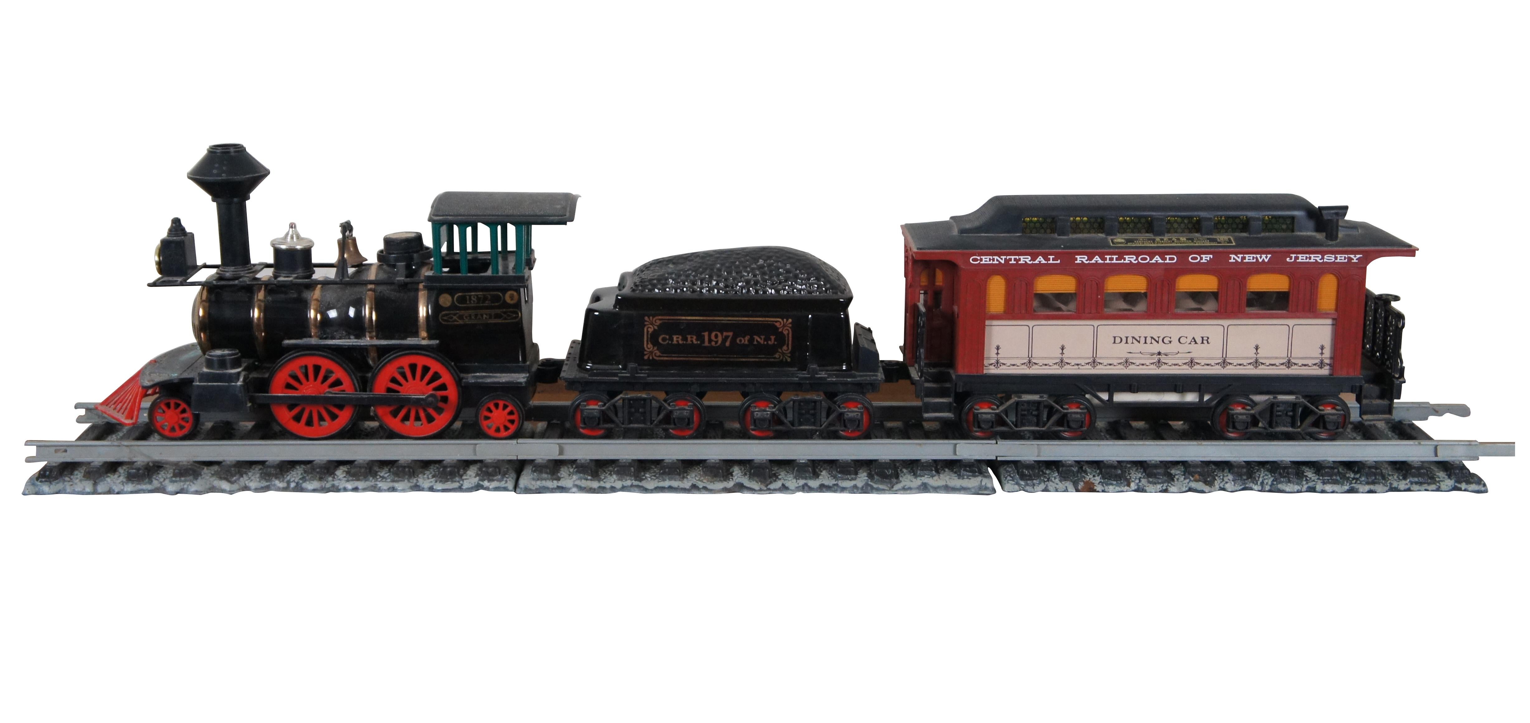 Vintage 11 piece Jim Beam Whiskey train, bottles dated from 1979-1982. These train cars are crafted of plastic and metal with porcelain bottle / decanter bodies / interior structures, containing a variety of Jim Beam whiskeys. Set includes five