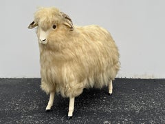Vintage 1980s Joel Donahoe "Lamkin" Life-Size Sheep-Ram Sculpture Bench Ottoman